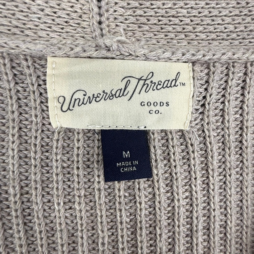 Universal Thread Cardigan Sweater Womens M Taupe Excellent Open Cotton Knit - Picture 2 of 6